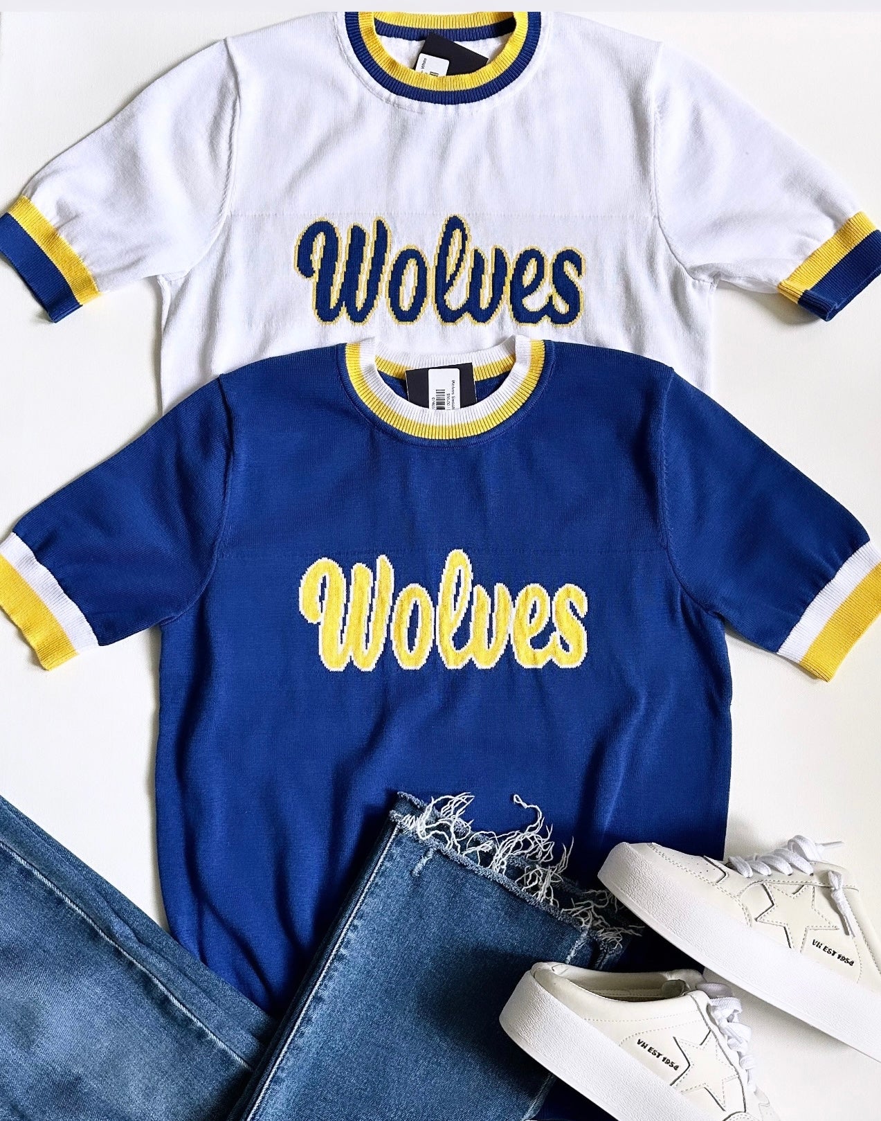 Wolves Varsity Sweater Top- Blue