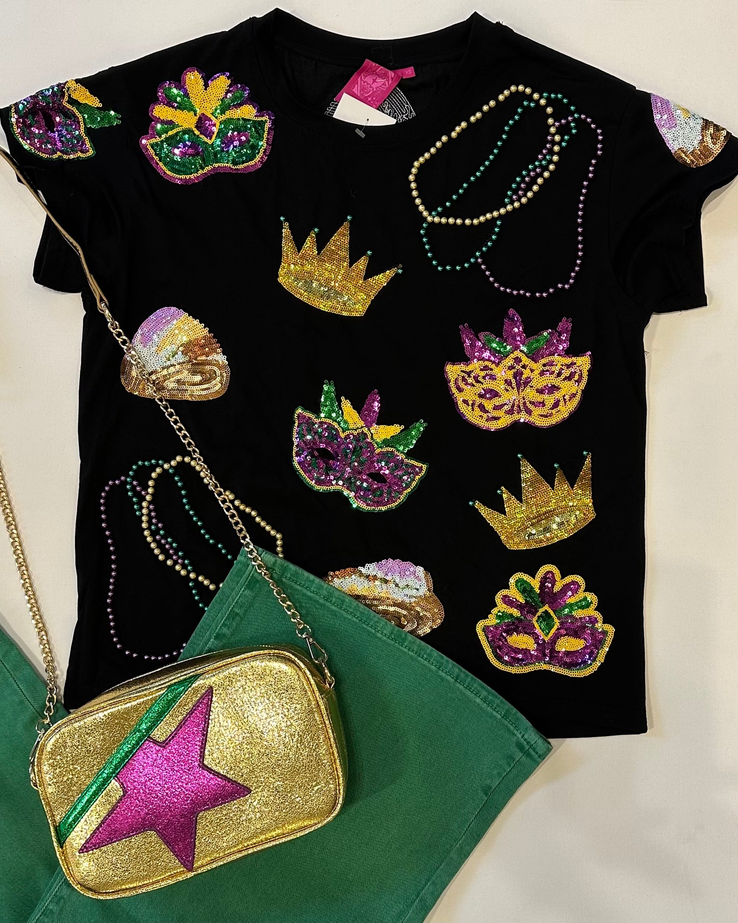 QOS Mardi Gras Icon Tee- Black