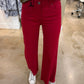 Meg (Ruby Red) HR Wide Leg Denim