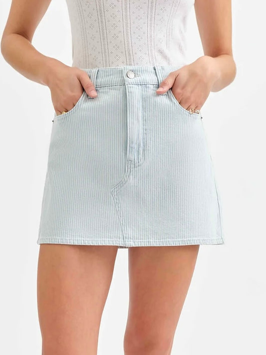 Malibu Mini Skirt- Blue Bell Stripe