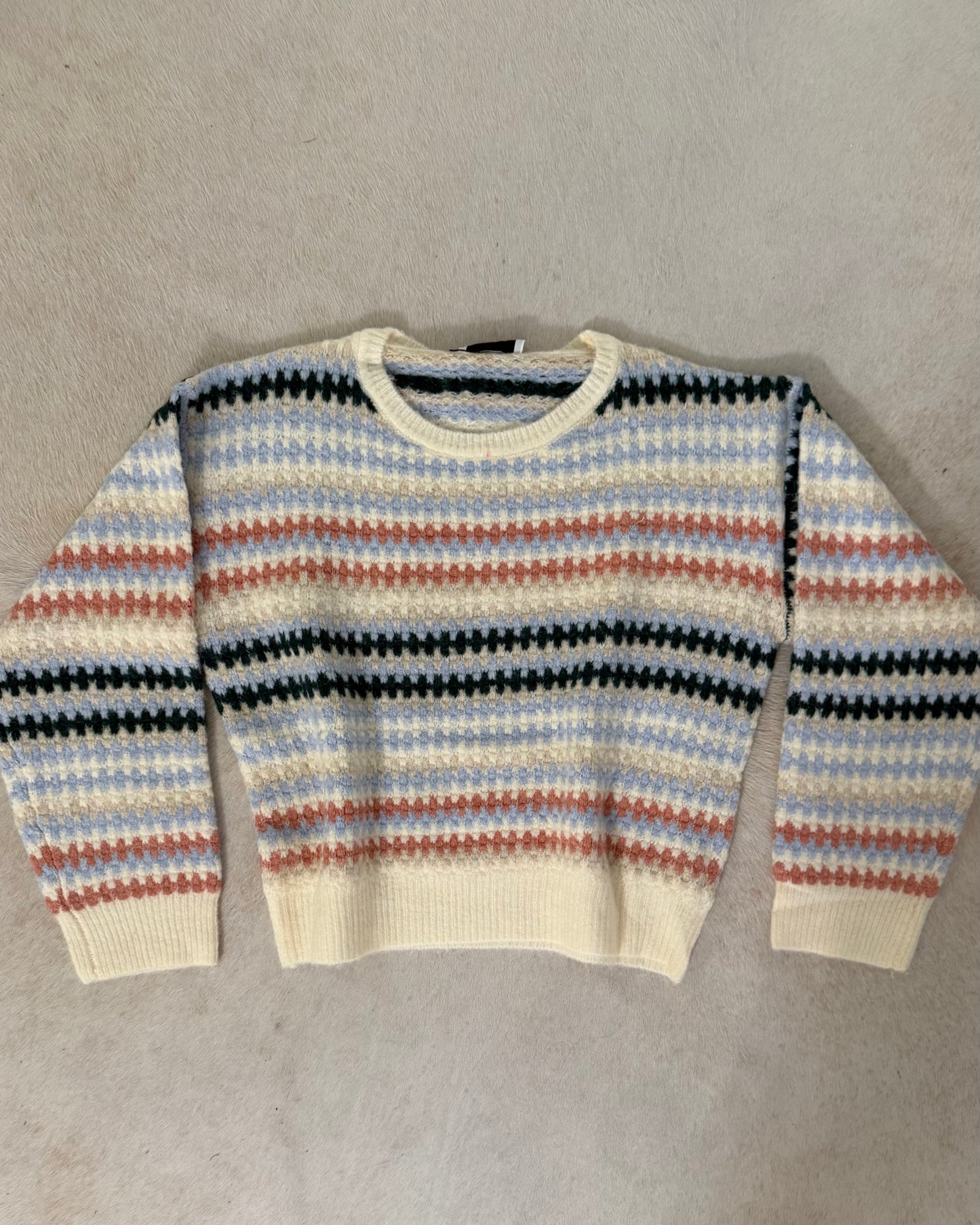 Pattern Cropped Sweater- Cream Multi