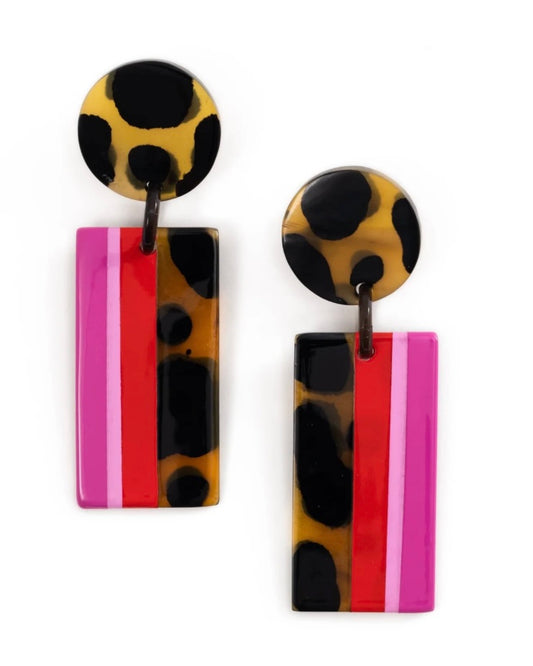 Pink Tortoise Statement Earrings