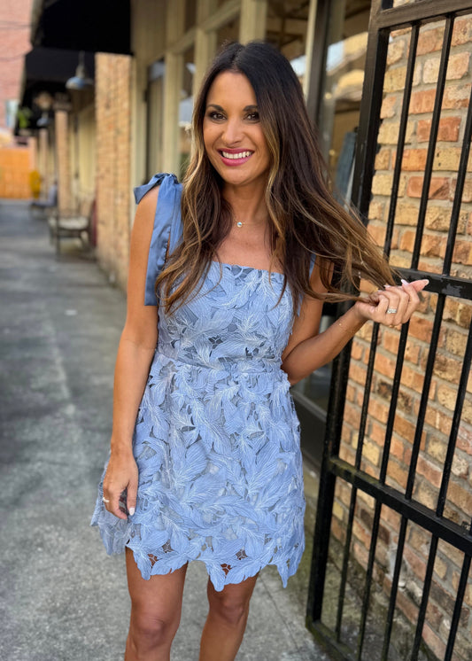 Micha Mini Lace Dress- Periwinkle