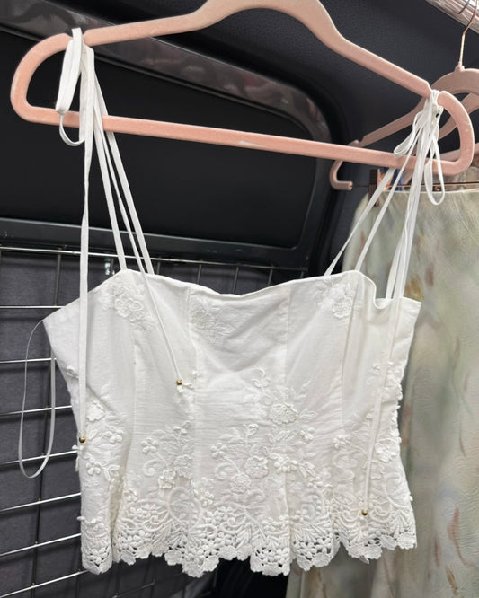 Alice Eyelet Top- White