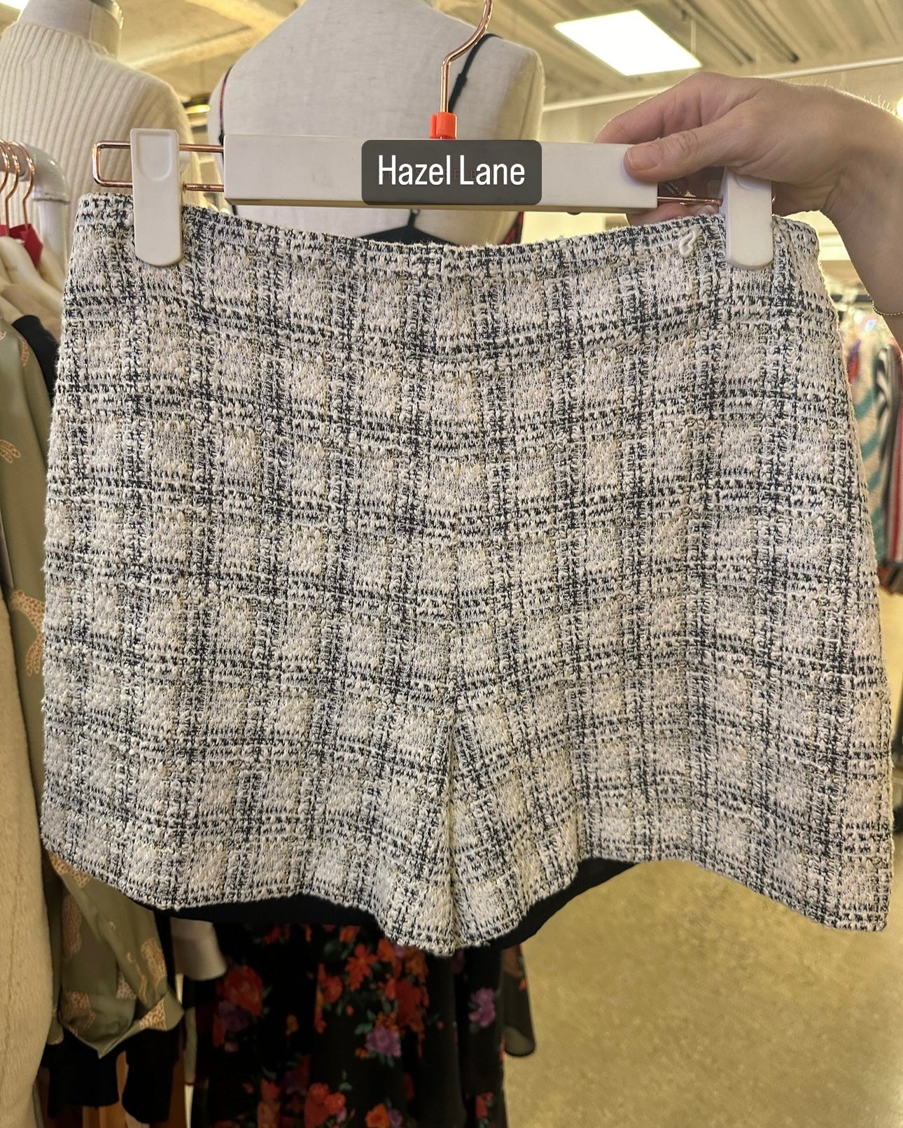 Manning Tweed Plaid Shorts- Ivory Black