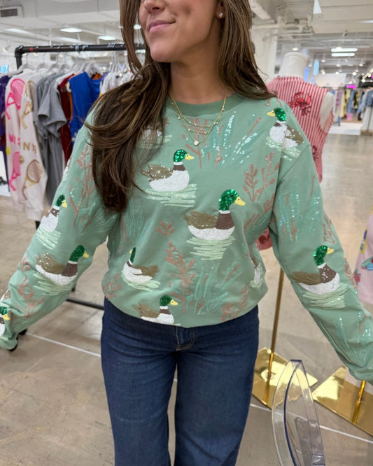 Marsh Mallard Sweater- Green