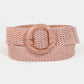 Acetate Buckle Elastic Braided Belt- Pink