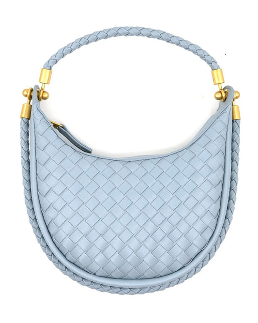Keely Mini Woven Hobo- Light Blue