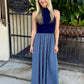Hunter Maxi Mock Neck- Navy/White Stripe