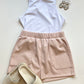 Record Faux Leather Shorts- Rose Taupe