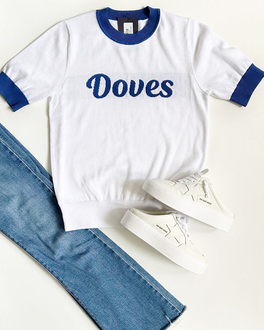 Doves Varsity Sweater Top- White