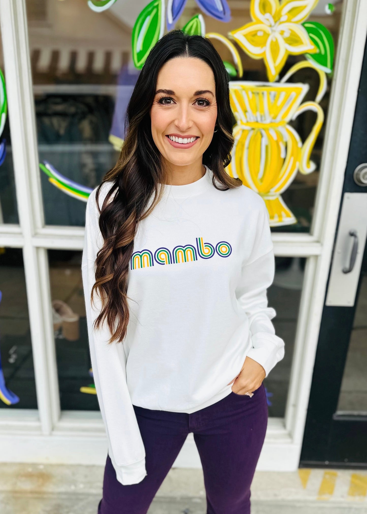 Mambo Varsity Ribbed Sweatshirt-White