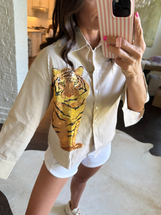 Tiger Striped Button Down