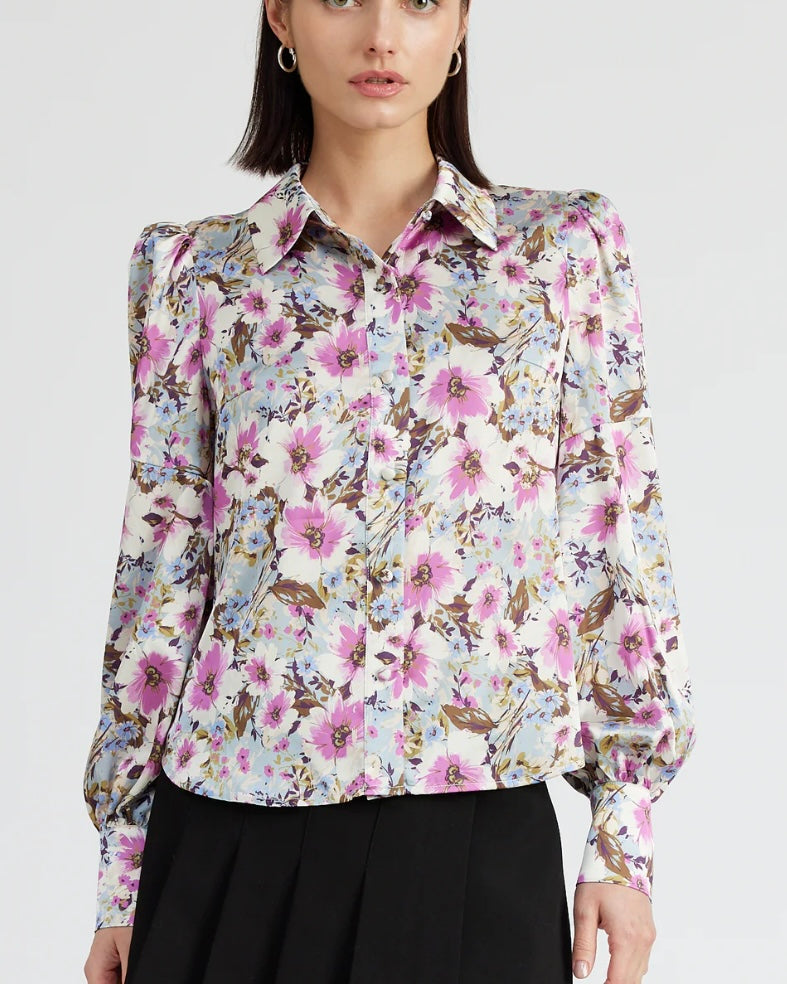 Rowan Floral Top- Grey Multi