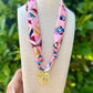 Scarf Necklace- Geo/Pink Heart