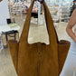 Beverly Suede Tote Bag-Cognac