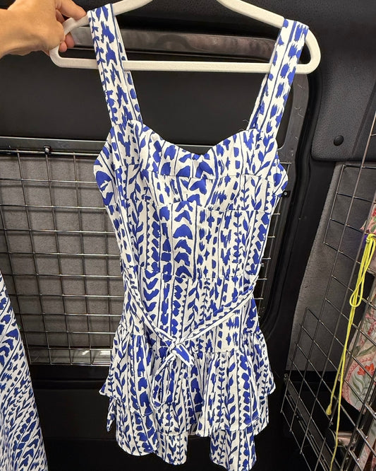 Hailey Romper- Cobalt Trail