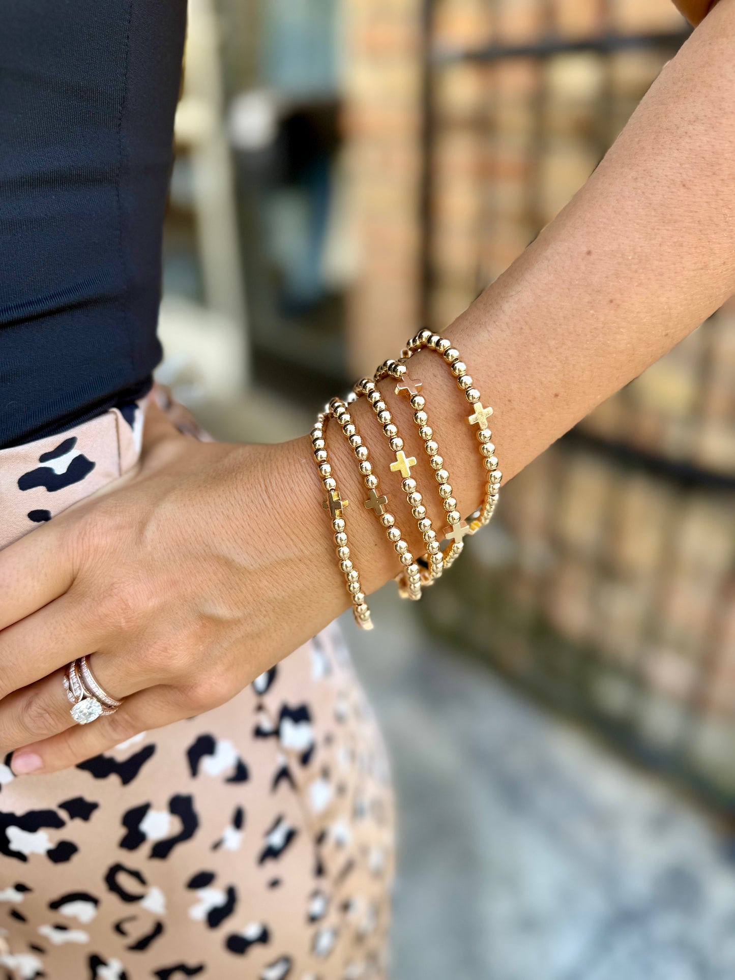 Longo 5 Row Cross Bracelets- Gold