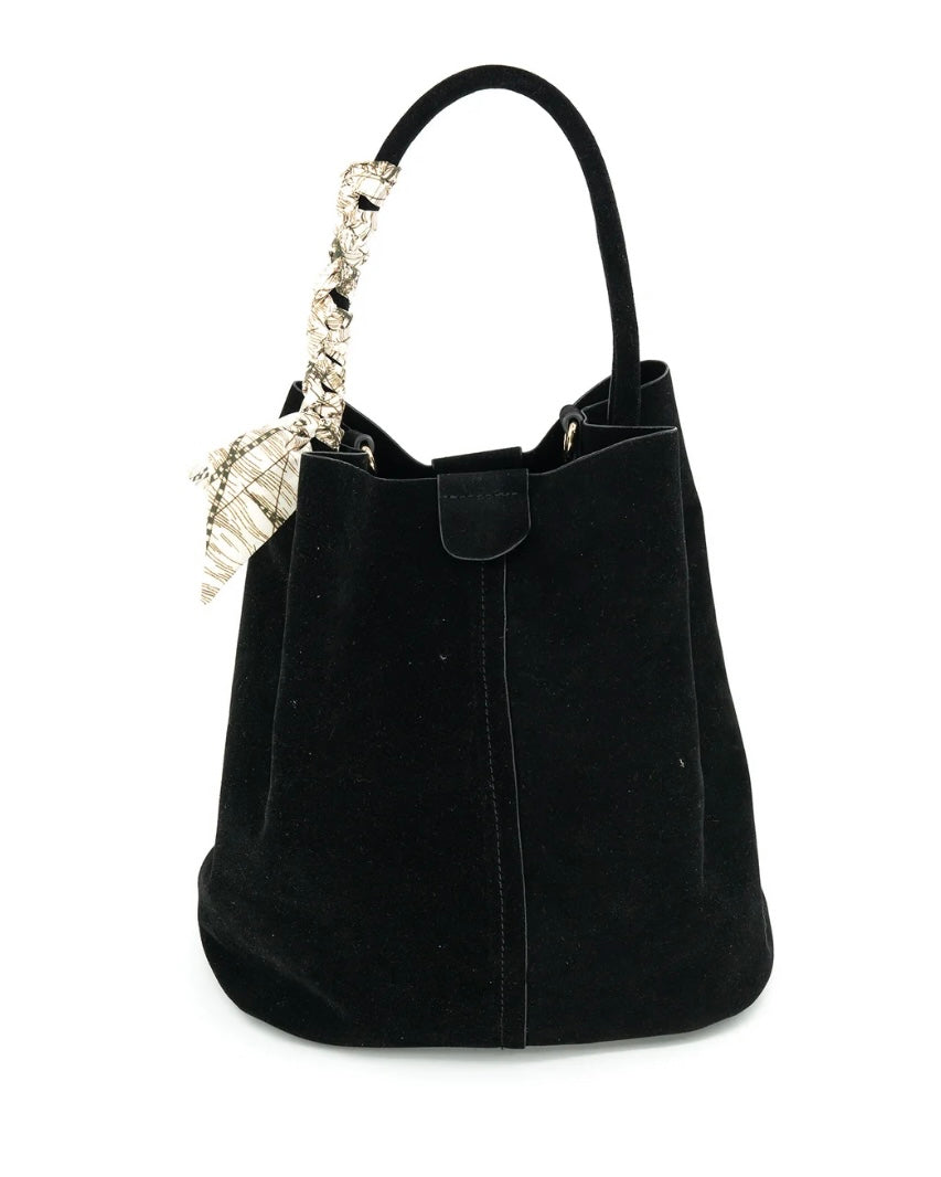 Danny Suede Shoulder Bag- Black