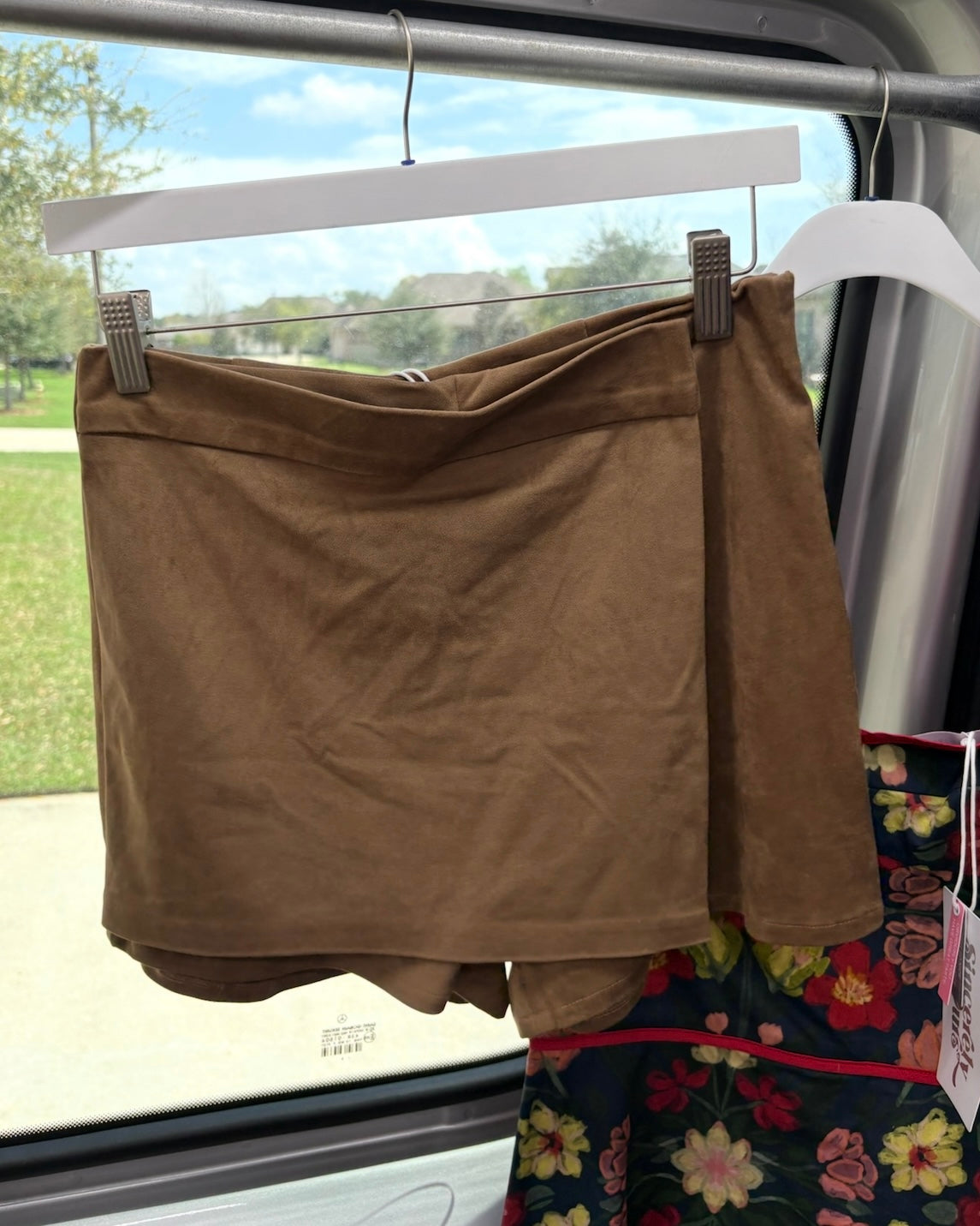 Take Care Skort- Tan Microsuede