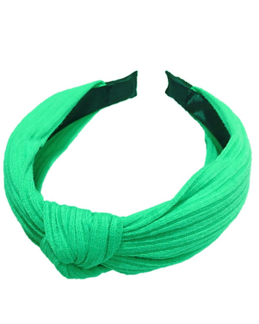 Knotted Ribbed Headband- Green