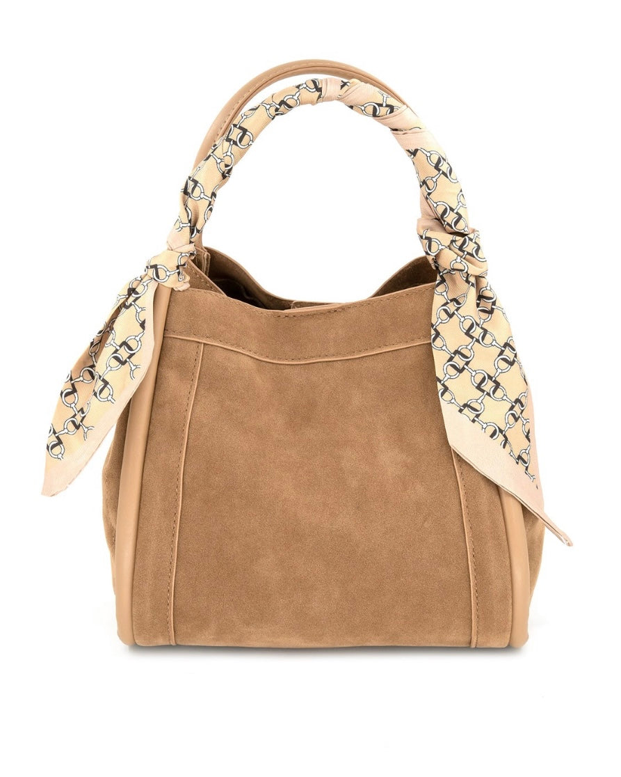 Gianna Suede Bag- Tan
