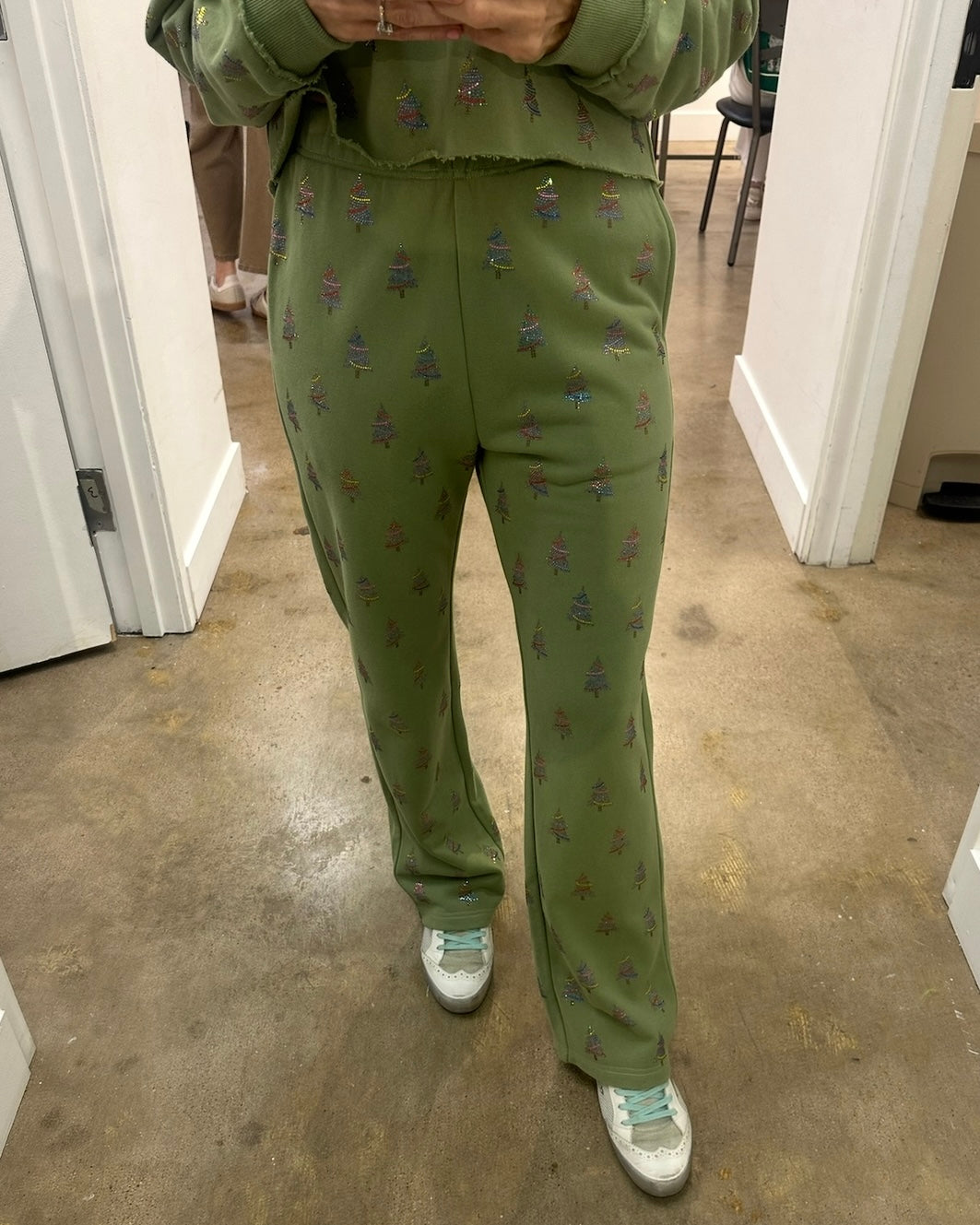 Scattered Multi Tree Pants- Mossy Green