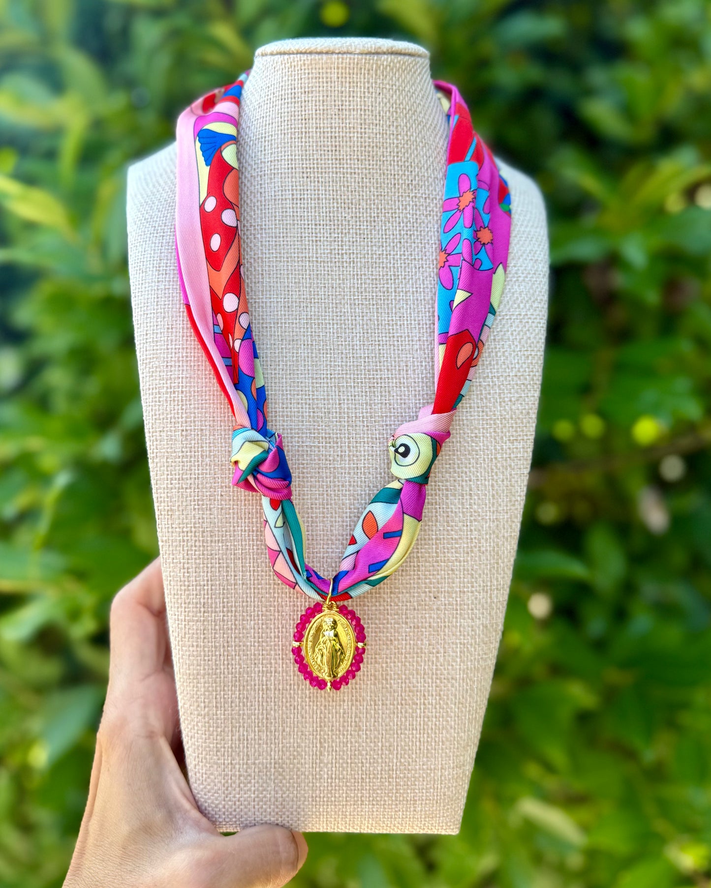 Scarf Necklace- Bright Bird/Mary