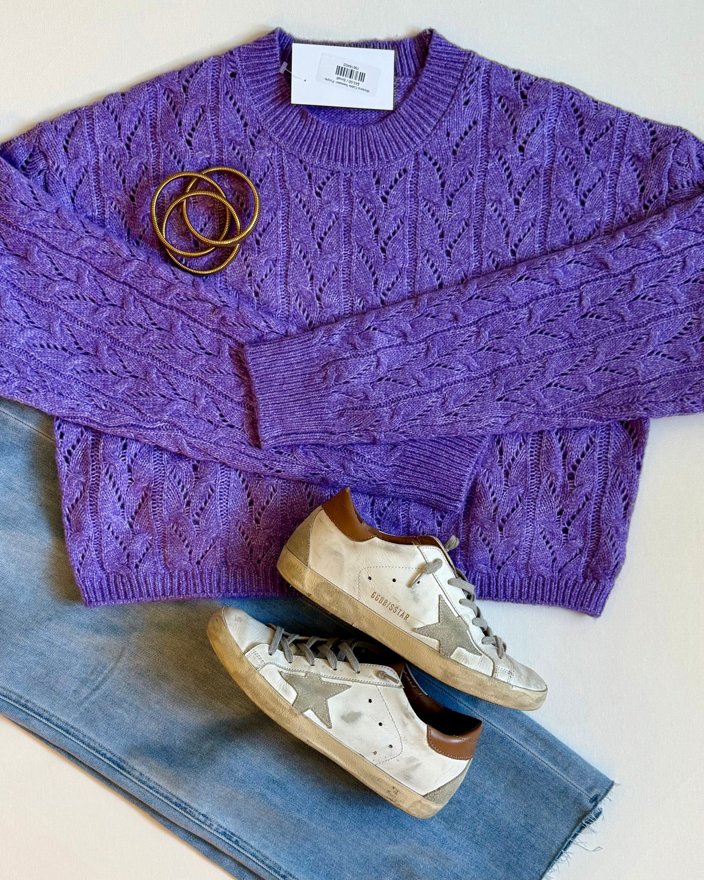 Wisteria Cable Sweater- Purple