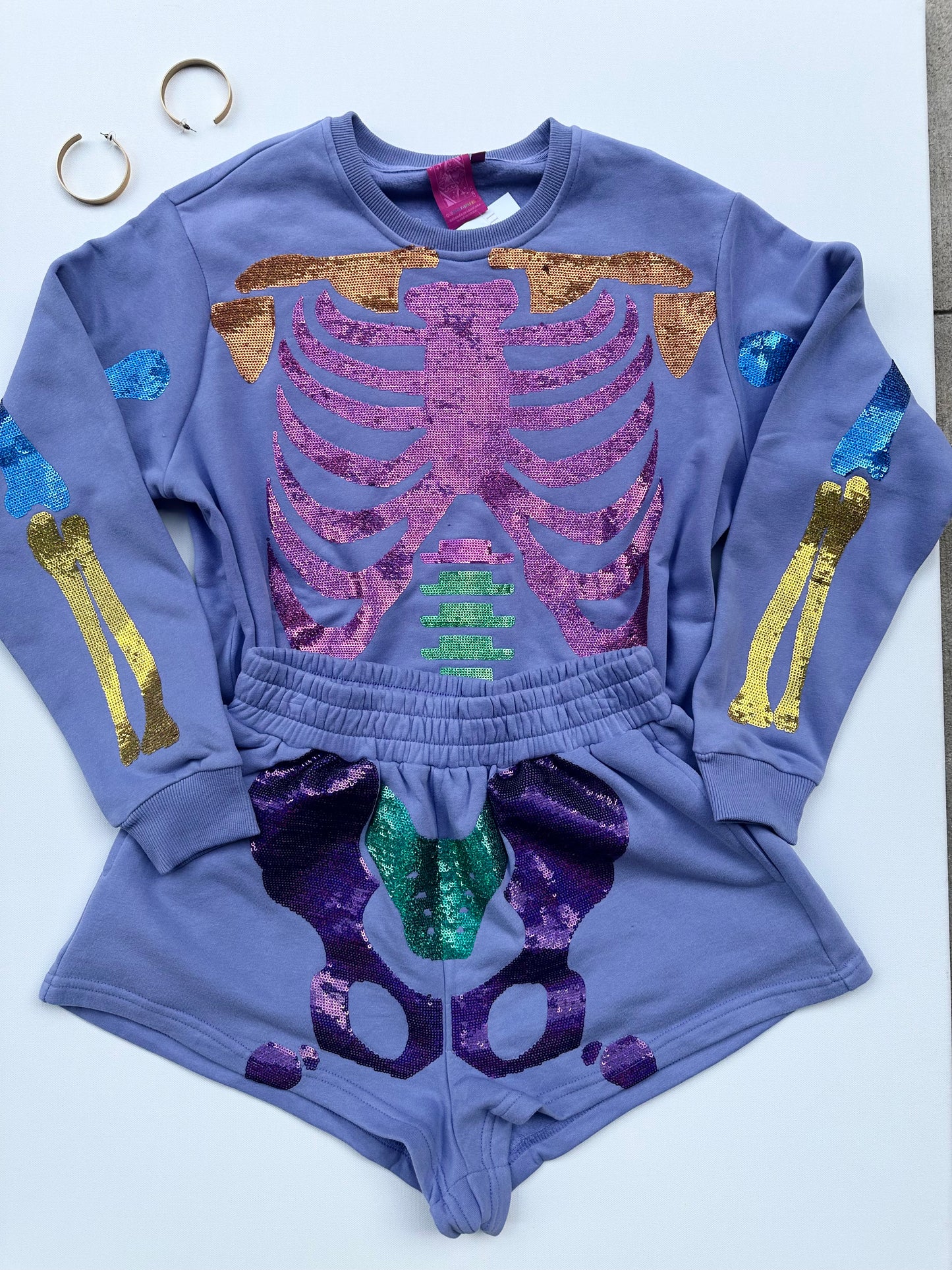 Tonal Skeleton Sweatshirt- Purple