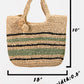 St. Kitts Striped Straw Braided Tote Bag