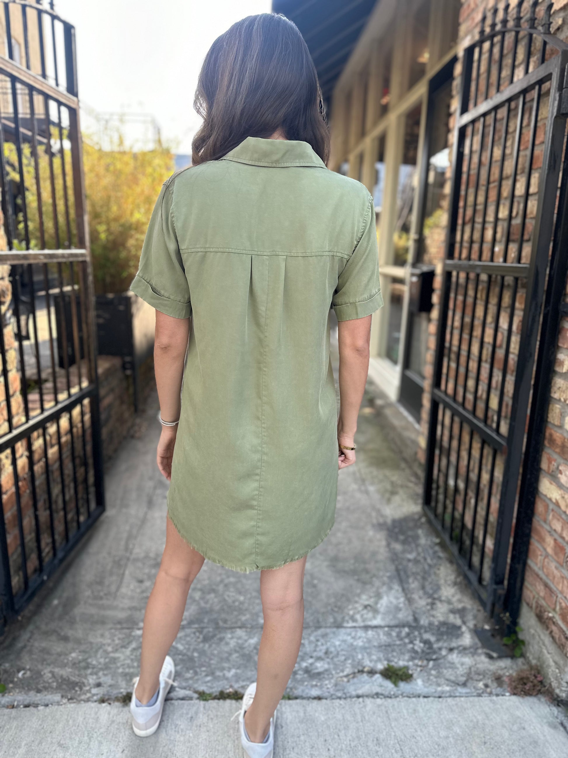 Moon Washed Denim Mini Dress- Olive Hazel Lane Boutique Moon Washed Denim Mini Dress- Olive Hazel Lane Boutique