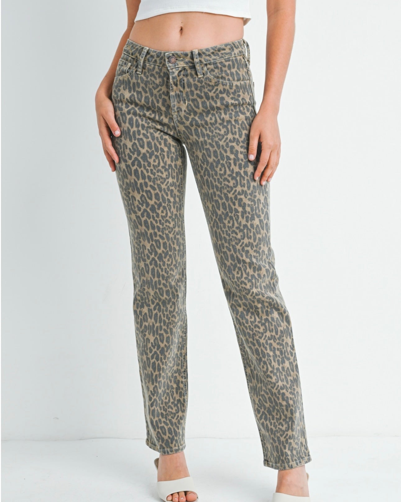 Leopard HR Straight Leg Denim