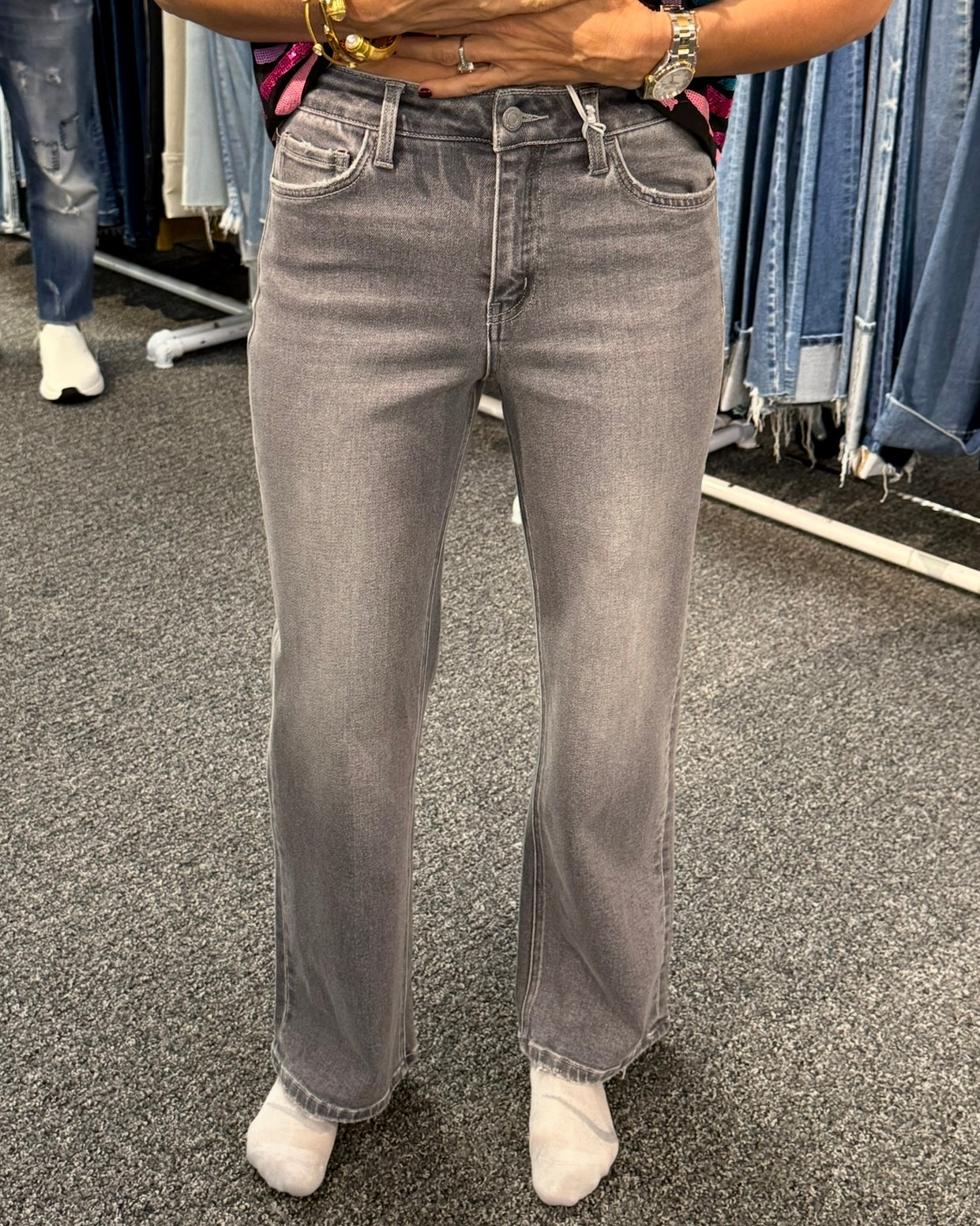 Aileeah (River Eden) HR Ankle Slim Wide Denim