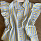 Fagan Flutter Sleeve Top- Blue/Yellow