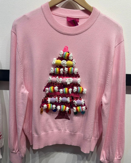 Bon Bons Christmas Tree Sweater- Pink