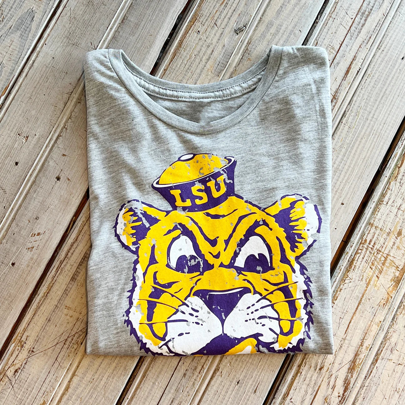 LSU Sailor Mike Crop Tee- Grey