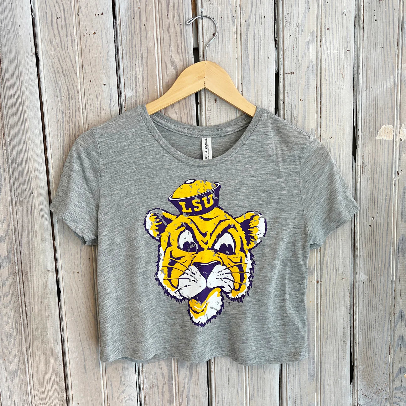 LSU Sailor Mike Crop Tee- Grey