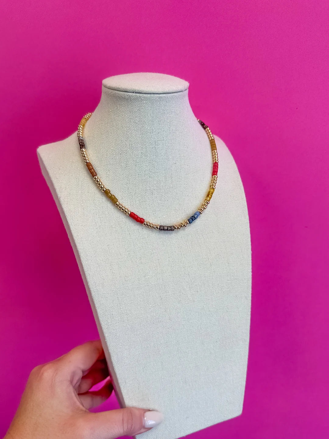 Beaded Mix Bead Necklace- Fall Mix