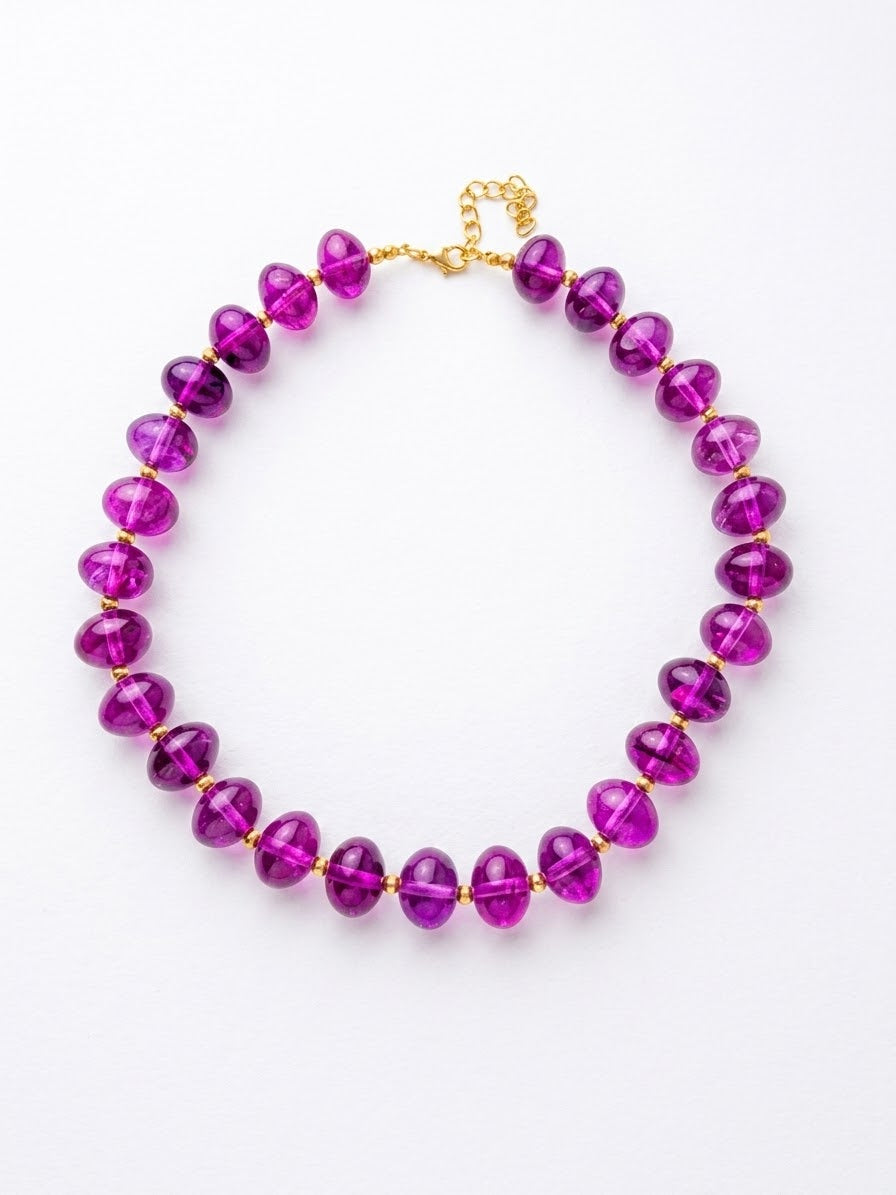 Bauble Bead with Gold Bead Necklace - Lavender