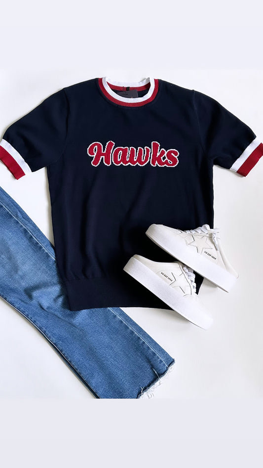 Hawks Varsity Sweater Top- Navy