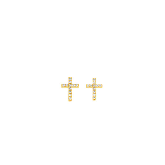 Micro Pave Cross Earrings
