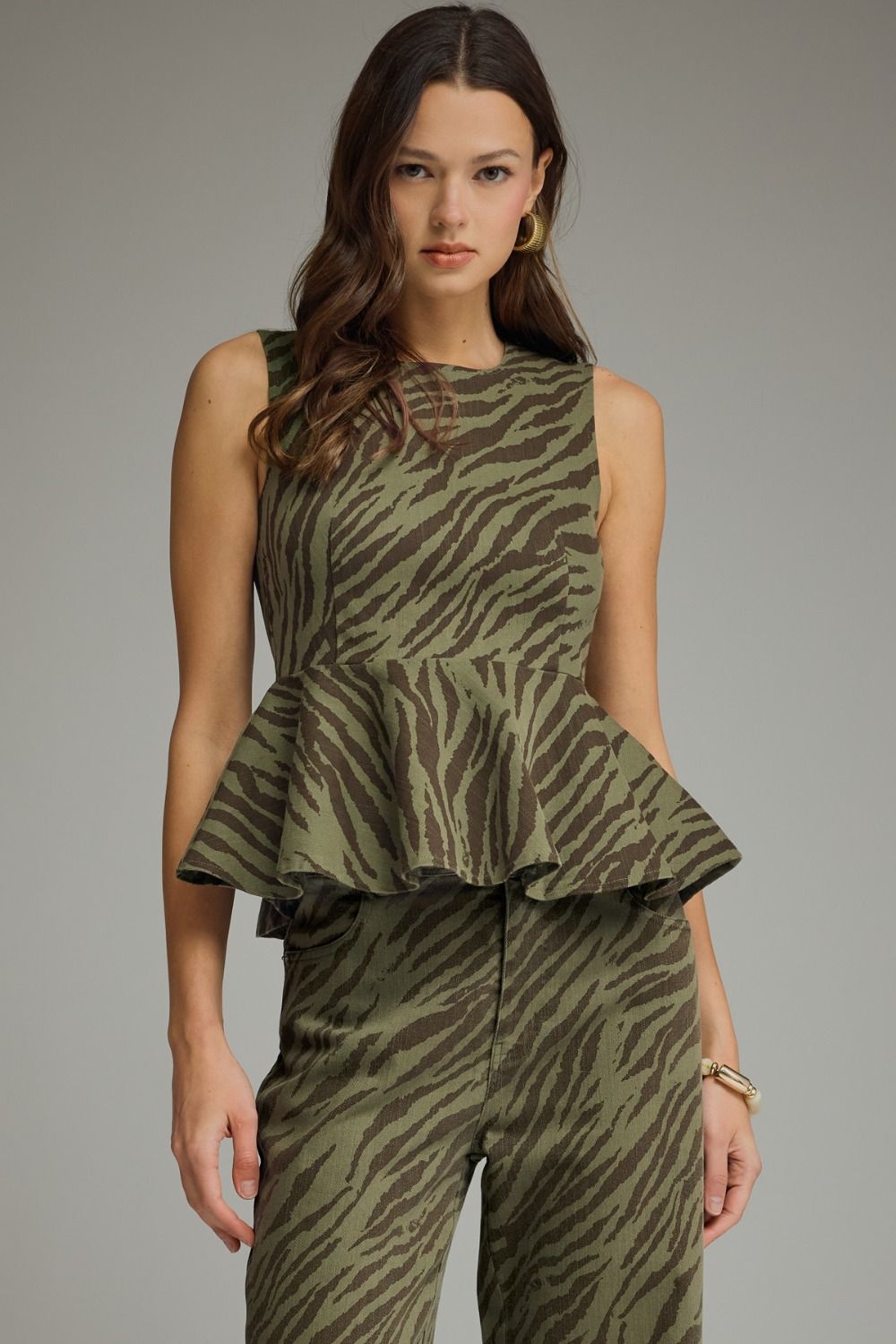 Untamed Zebra Top- Olive