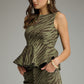 Untamed Zebra Top- Olive