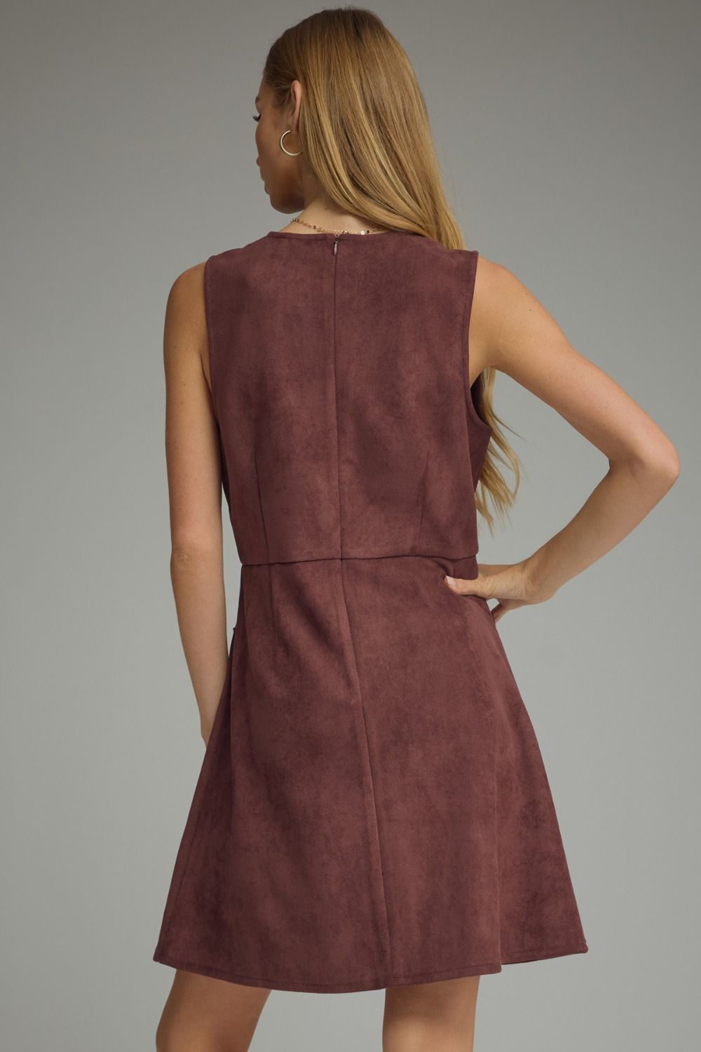 Horse Bit Suede Dress- Merlot