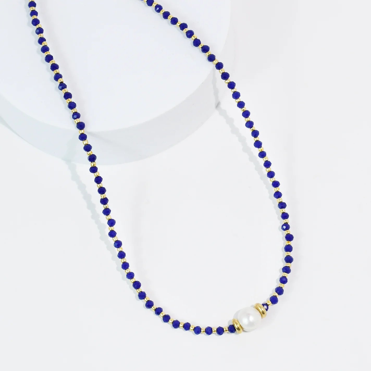 Glowy Bean Necklace- Blue