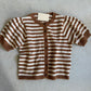 Bonnie Striped Sweater Top- Camel