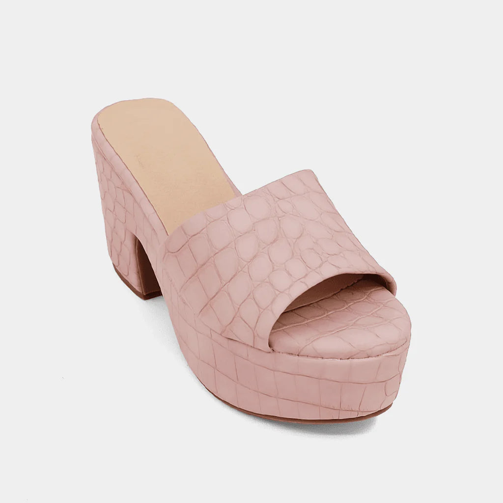 Giza Heel Sandal- Mauve Croc