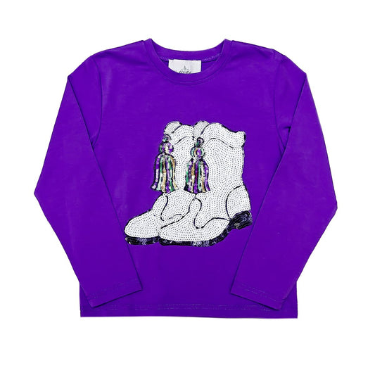 Marching Boots LS Tee- Purple