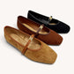 Jamie Suede Mary Jane Flats- Camel